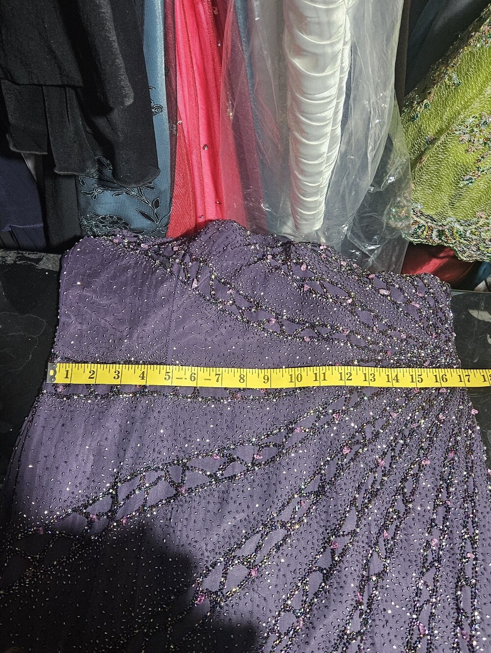Sparkling Dark Brown/purple Maxi Dress. Ombre Long Train. Size 12 - Picture 9 of 10